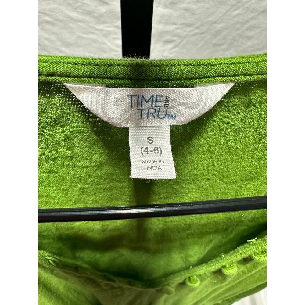 Gauze Time & Tru Pockets Drawstring Green Summer Boho Dress Sz 4-6 Sm - Picture 3 of 5